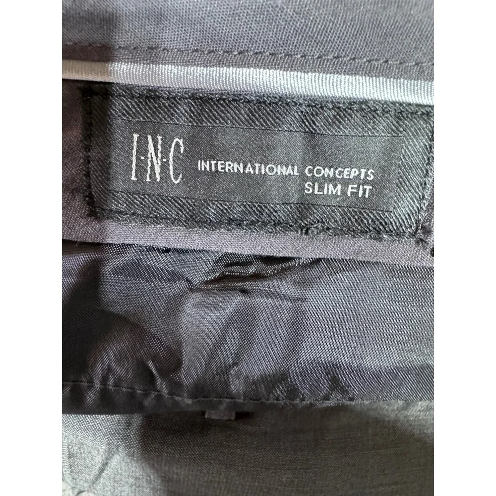 INC 36x34 Gray Dress Pants Men's Slim Fit Sharkskin Flat‎ Front Business